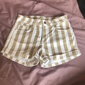 Beige and White Striped Shorts (NEVER WORN)